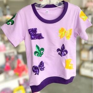 LOUISIANA MARDI GRAS GIRL SEQUIN SHIRT